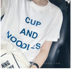 I 1563 Ao Thun Nu Tay Ngan In CUP AND NOODLES Gia Si