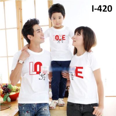 I 420 Ao Thun Gia Dinh Mau Trang LOVE
