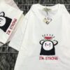 I2743 Áo Thun Nữ Tay Ngắn In Họa Tiết Khỉ I_M STRONG