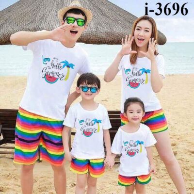 I3696 Ao Thun Gia Dinh In say Hello to Summer