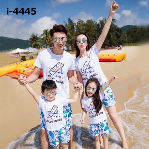 I4445 Ao Thun Gia Dinh In Hoa Tiet Bien Happy Holiday