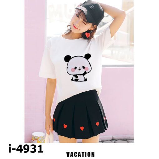 I4931 Ao Thun Nu Unisex Hinh Be Gau Truc