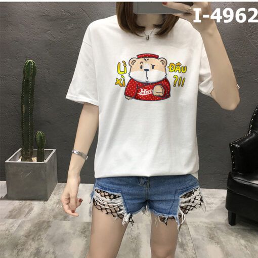 I4962 Ao Thun Unisex Nu Hoat Hinh Li Xi Dau