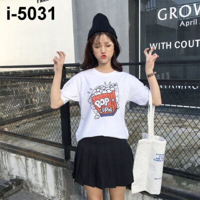 I5031 Ao Thun Unisex Nu In Chu POP CORN