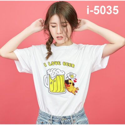 I5035 Ao Thun Unisex Nu Hinh Con Cun I LOVE BEER 2019