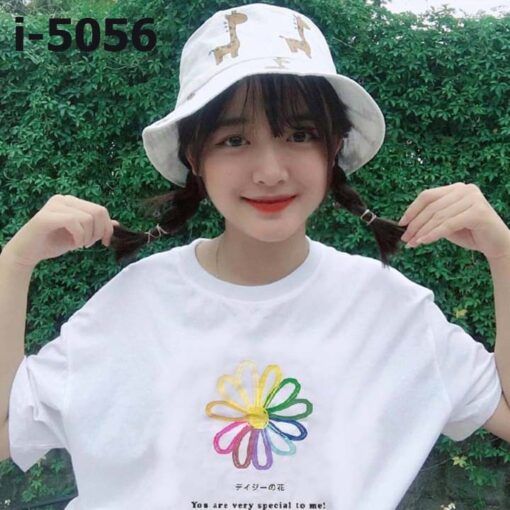 I5056 Ao Thun Unisex Nu In Bong Hoa 7 Mau 2019