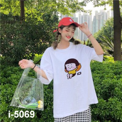 I5069 Ao Thun Unisex Nu In Icon Co Be Dang Ngu 2019