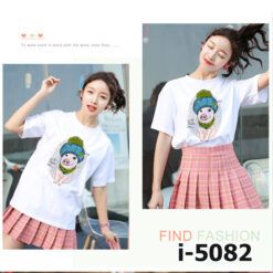 I5082 Ao Thun Unisex Nu Hinh Con Heo