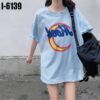 I6139 Áo Thun Nhóm Unisex Nữ Màu Xanh Hình Mặt Trăng Chữ C
