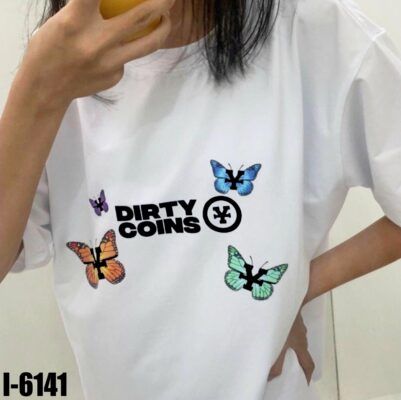 I6141 Ao Thun Unisex Nu Mau Trang In Hinh Con Buom DIRTY COINS