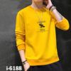 I6188 Áo Thun Nam Tay Dài Bo Màu Vàng In Chữ CAUTION BEEES