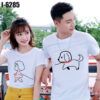 I6285 Áo Thun Đôi Tình Nhân In Cô Bé Dắt Chó Đi Dạo