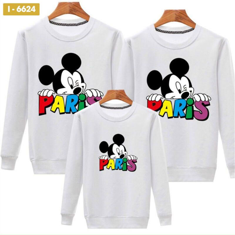 Bán Sỉ Áo Thun Sweater Màu Trắng In Hình Mickey Pasris