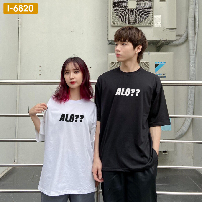 Bán Sỉ Áo Thun Đôi Unisex In Chữ ALO - i6820