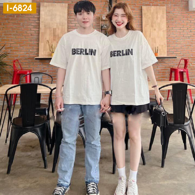 Bán Sỉ Áo Thun Đôi Unisex In Chữ BERLIN - i6824
