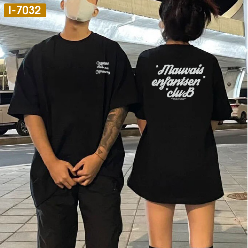 Sỉ Áo Thun Unisex Màu Đen In Chữ Mauvais Enfantsen Club  - i7032