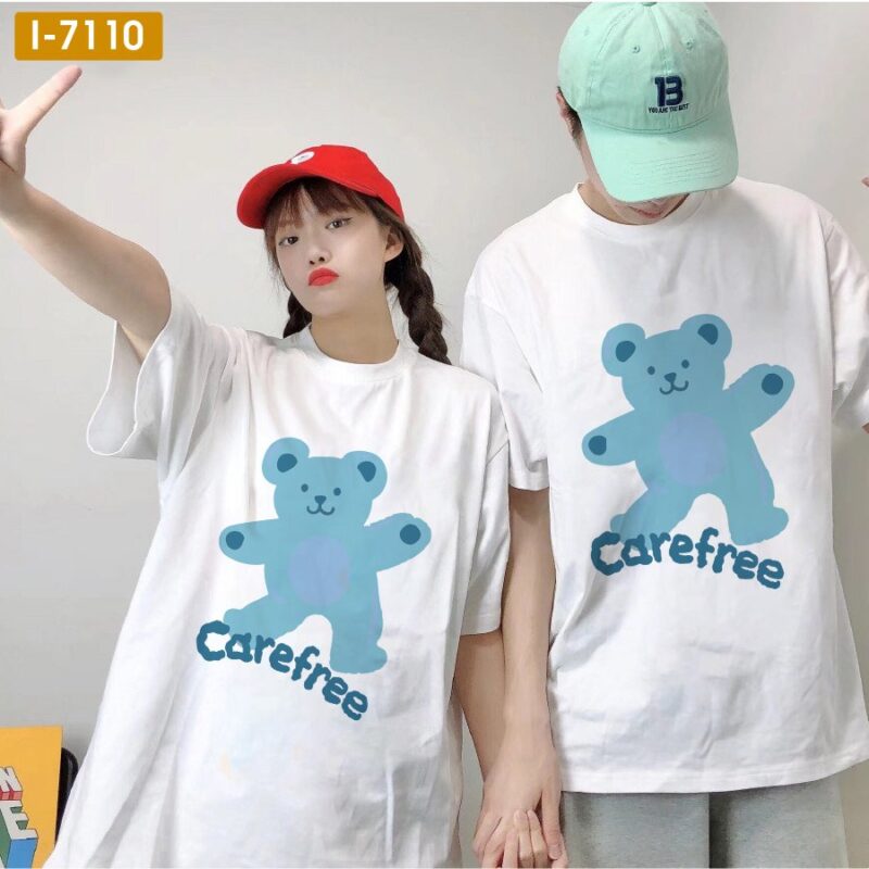 Sỉ áo thun Unisex in hình gấu teddy chữ Carefree -I7110