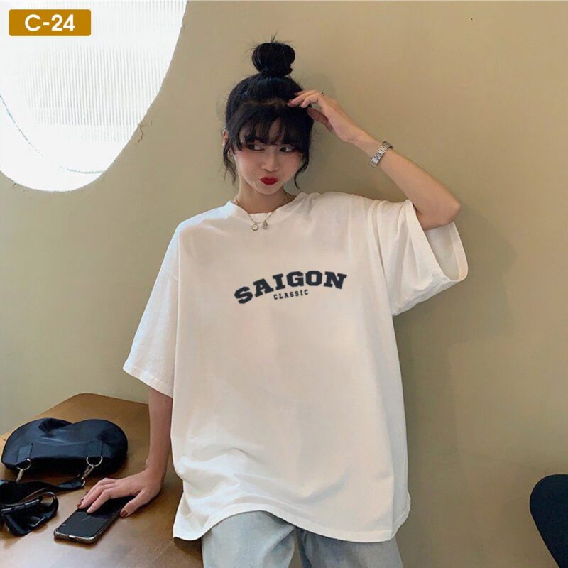 Sỉ Áo Thun Unisex Màu Đen, Trắng In Chữ SAIGON  - C24