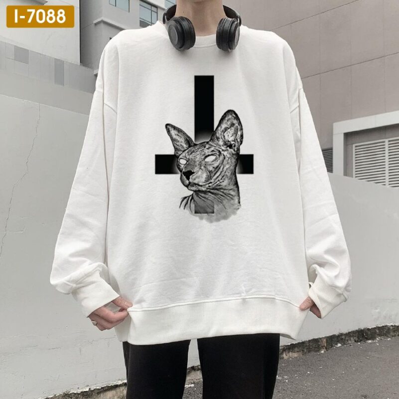 Sỉ Áo Sweater In Hình Mèo Ai Cập Trên Nền Chữ - I7088